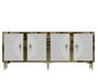 Hanah Home Tuna 180 Consola Roble Zafiro, Blanco y Dorado, 180x75x32 cm
